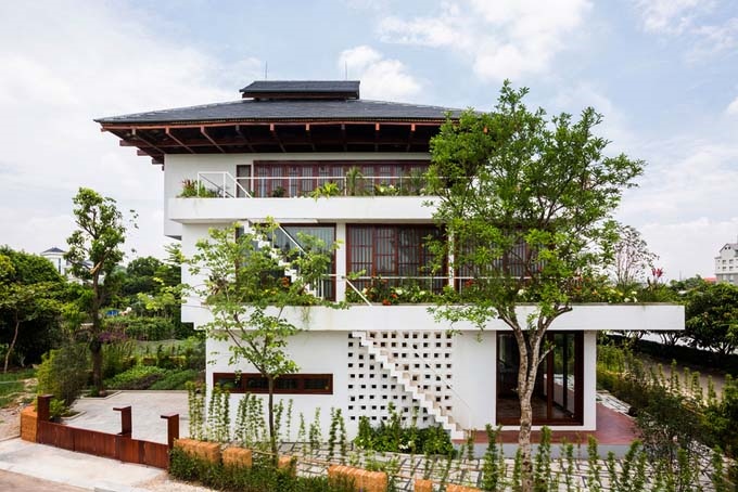 Thiết kế biệt thự vườn 3 tầng phong cách kiến trúc Nhật
