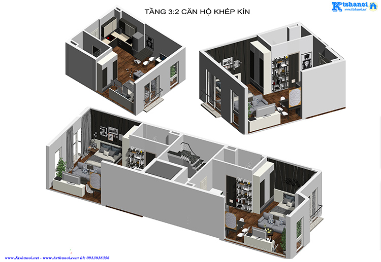 Bản vẽ tầng 2 mẫu thiết kế nhà cho thuê căn hộ khép kín