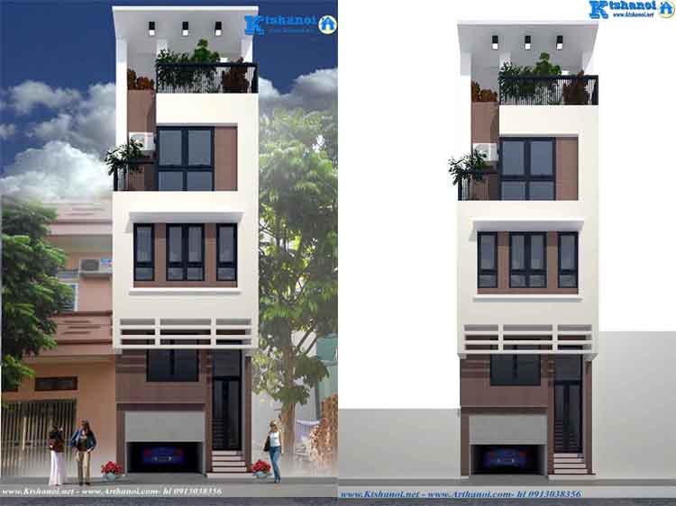 Thiết kế nhà phố 5x12m 5 tầng hiện đại có gara và thang máy